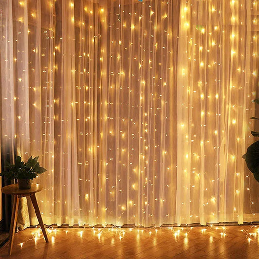 Eid Mubarak & Ramadan LED Curtain Lights – USB Fairy String Lights with Remote for Wedding & Holiday Decor